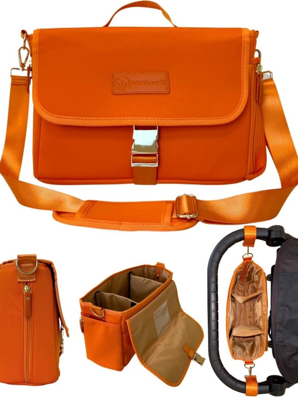 Insulated Neoprene Stroller Caddy & Pump Bag - Diaper Organizer with Crossbody